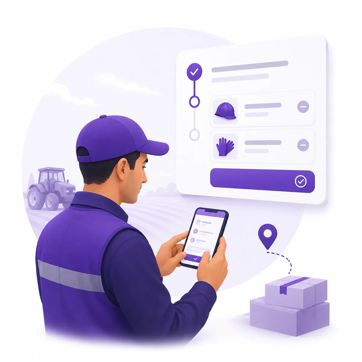 Ilustracion de registro de entregas de materiales desde EMAT